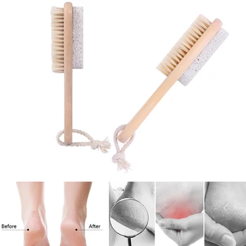 

1PCS 2-in-1 Wood Foot Massage Brush Feet Exfoliating Remover Scrubber Tool Long Handle Bath Massage Brushes