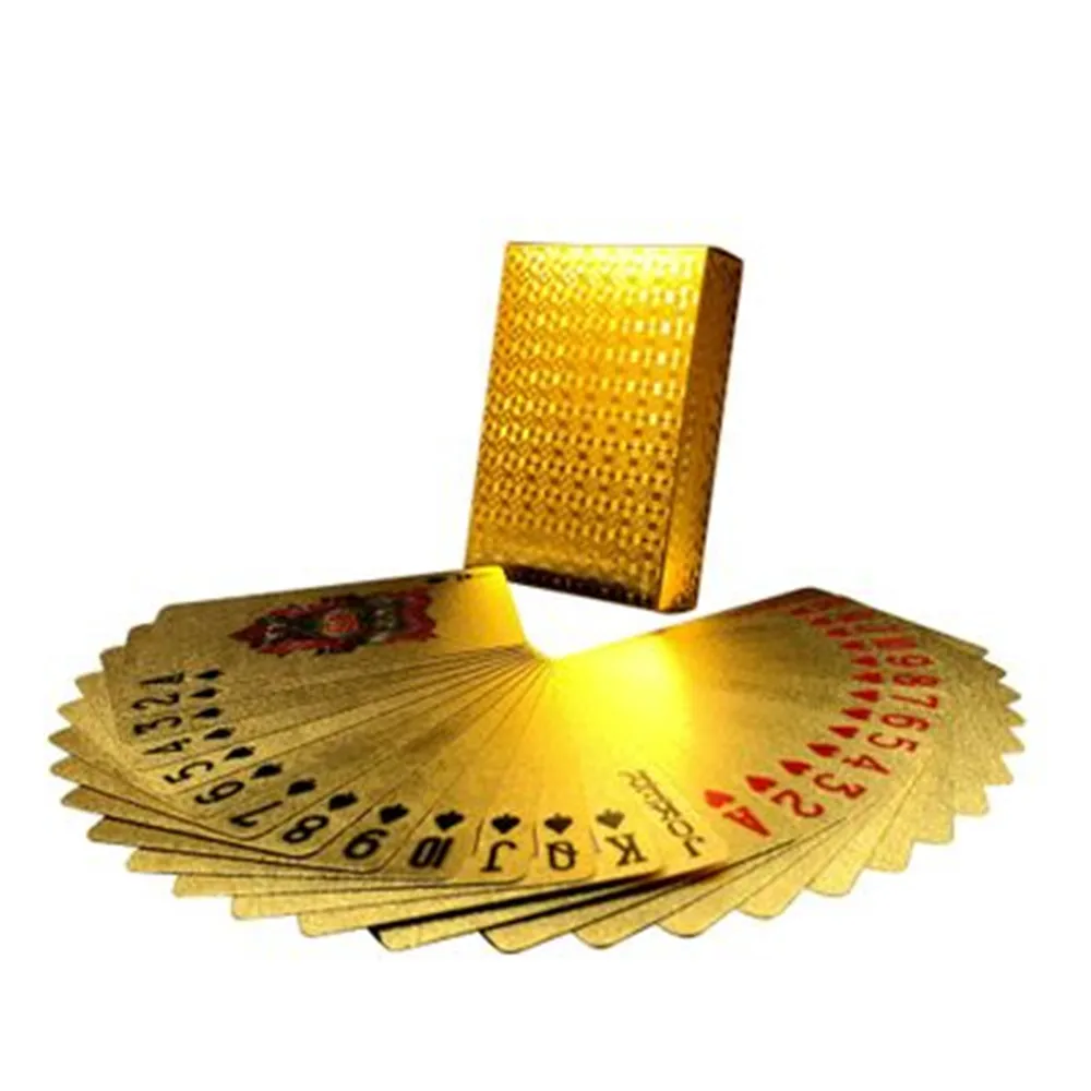 Hot Sale Playing Cards With 24K Gold Playing Cards Poker Game Deck Gold Foil Poker Set Plastic Magic Card Waterproof Cards Magic