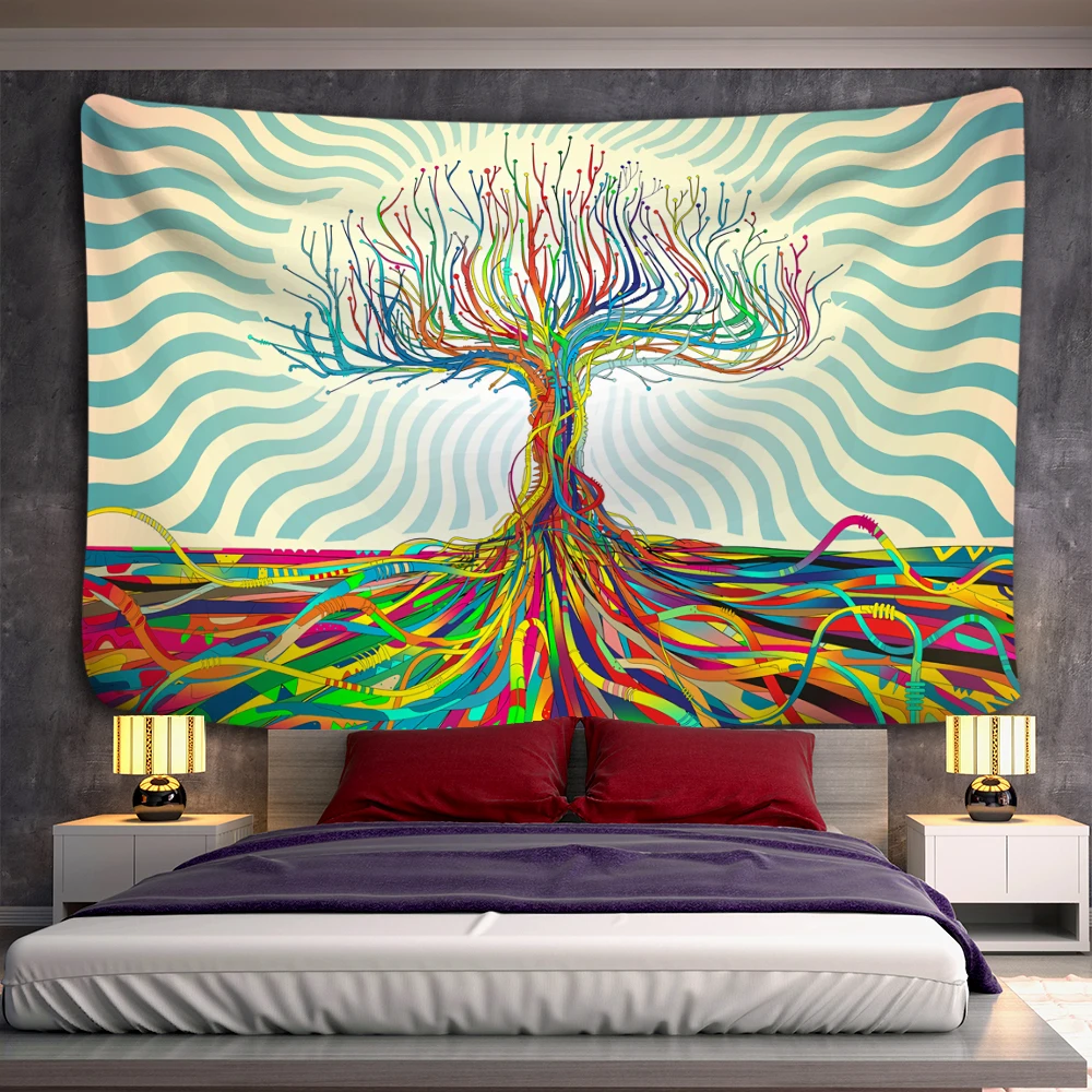 Tapestry Decor Tree of life Mushroom Forest Fairy Tale Castle
