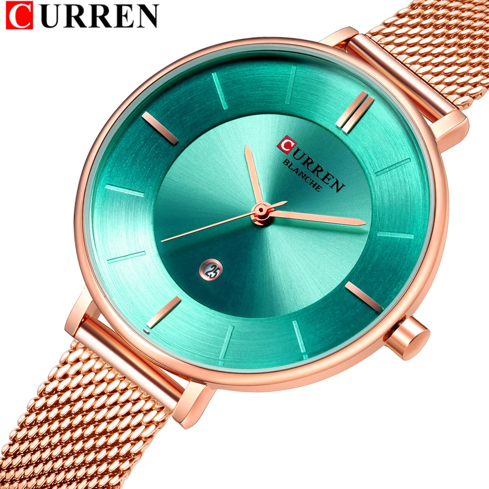 Женские часы Relojes Para Mujer CURREN новые модные роскошные женские с розовым стальным