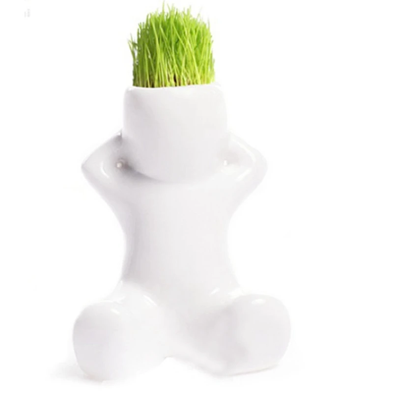 

Mini Green Herb Plant Pot Ceramic Hair Home Office Garden Decoration-The shape seat