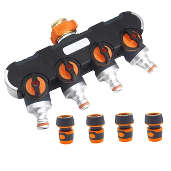 

4 Way Garden Hose Splitter Adapter & 3/4" Connector Set Faucet Extension