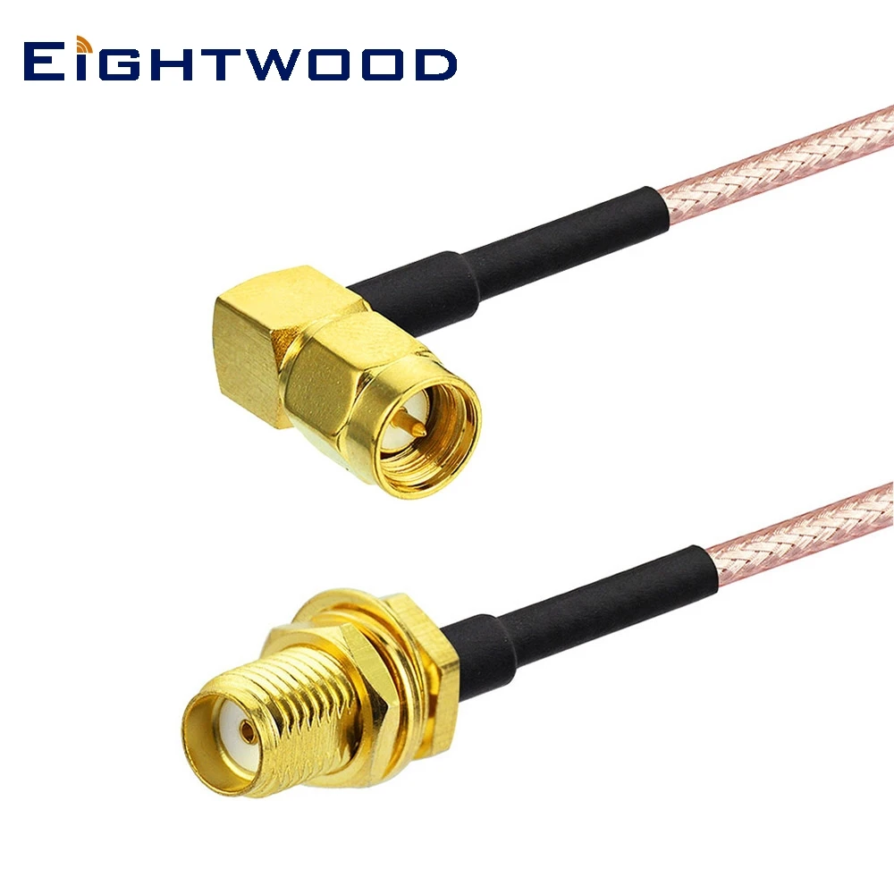 Eightwood 2 шт. РЧ коаксиальный кабель в сборке адаптер SMA Jack Female to штекер правый угол