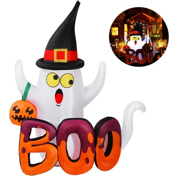 

YUNLIGHTS 1.5M High Quality LED Lighted Pumpkin Ghost Balloon for Yard Halloween Decor Gardern