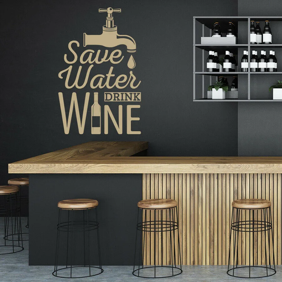 Настенная Наклейка на кран с надписью Save Water Drink Wine креативная виниловая наклейка