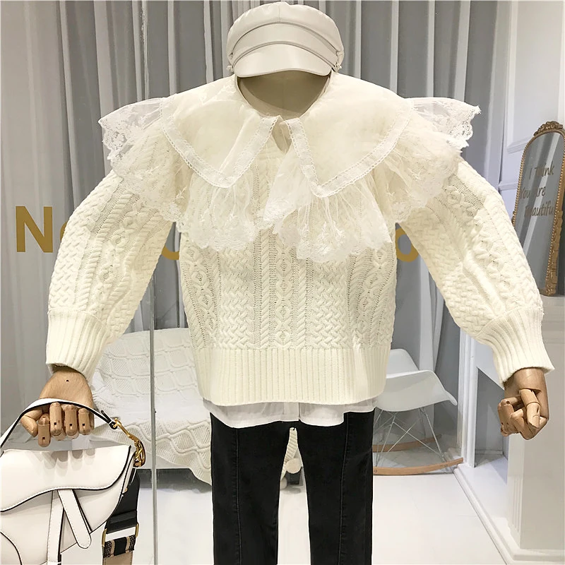 Стиль Лолита Питер Пэн воротник женские рубашки с длинными рукавами Blusas Femininas фонарь рукав Твердые Женские топы и блузки