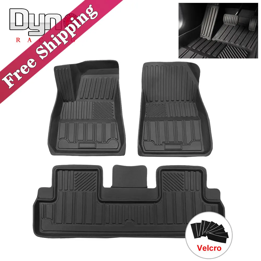 

TPE Custom Floor Mats Complete Set Custom Fit All-Weather Floor Mats for Tesla Model 3 2017, 2018, 2019 Black (3 Piece a Set)