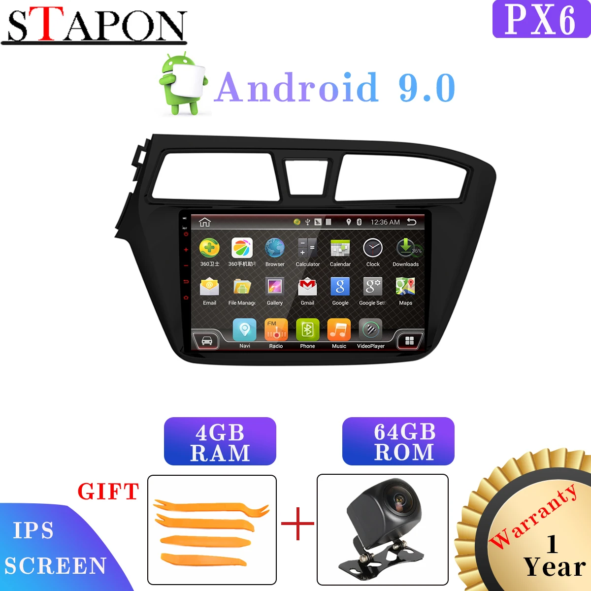 Android 9,0 4 Гб ОЗУ 64 Гб ПЗУ 6 ядер ips для hyundai i20- автомобильный DVD GPS; Мультимедийный проигрыватель стерео радио wifi DVR PX6