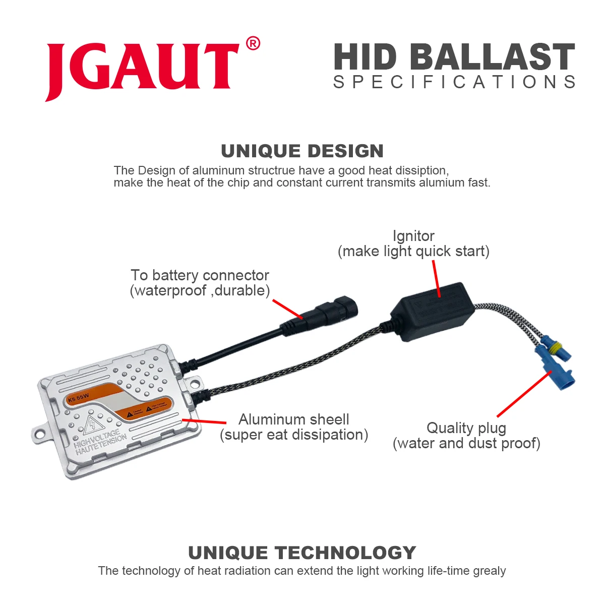 JGAUT 55 Вт AC HID ксеноновый балласт 12 в цифровой балласт блок H1 H3 H4 H7 H8 H11 9005 9006 Быстрый старт замена все балласт