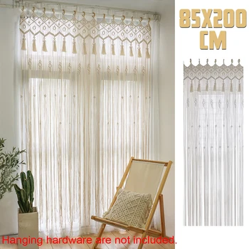 

Bohemian Handmade Macrame Curtain Bohemian Wedding Backdrop 200x85cm Cotton Rope Photo Backdrop Home Room Wall Hanging Tapestry