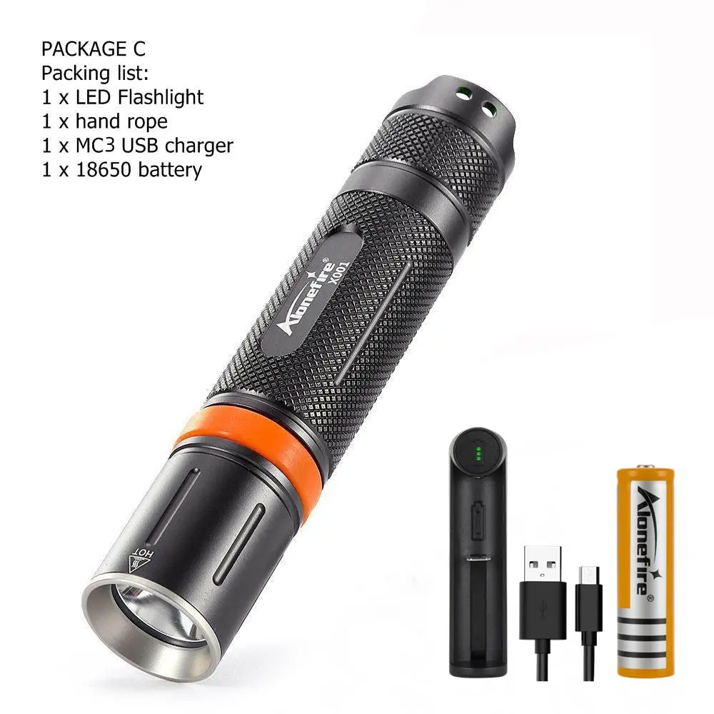 AloneFire X001 Cree xml L2 Мини Тактический светодиодный светильник 18650 Фонарь карманный светильник ручка светильник водонепроницаемый светильник Lanterna - Испускаемый цвет: Tactics flashlight C