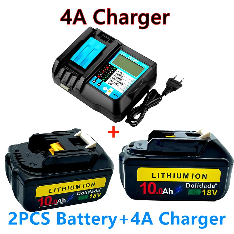 2021 new bl1860 rechargeable battery 18 V 10000mah Makita Li ion bl1840 bl1850 bl1830 bl1860b LXT 400 +4A charger | Электроника