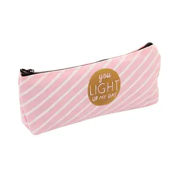 

Pink Stripe Cute Canvas Pencil Bag School Supplies Stationery Pencil Case