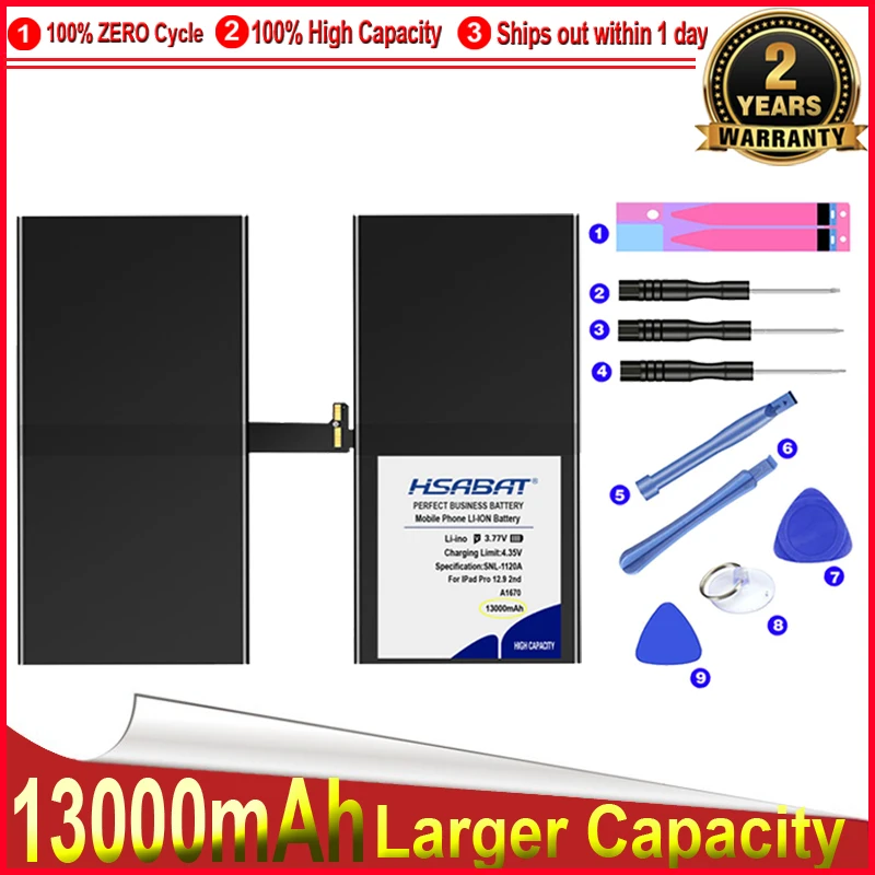 Аккумулятор HSABAT 0 Cycle 13000mAh для iPad Pro 12 9 2nd A1670 A1671 A1754 высококачественный запасной