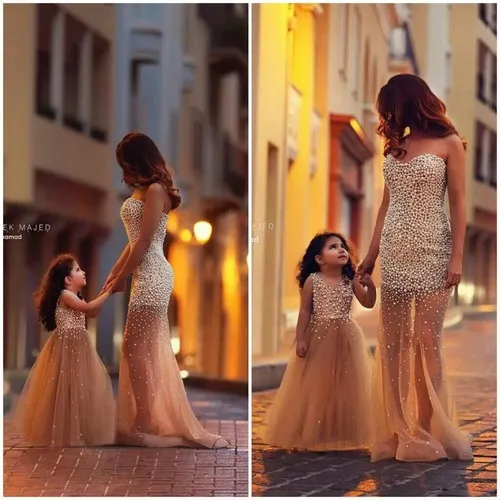 

Gorgeous Gold Prom Dresses Long With Pearls 2019 New Women Evening Party Dress Pageant Gown Floor Length For Special Occasion