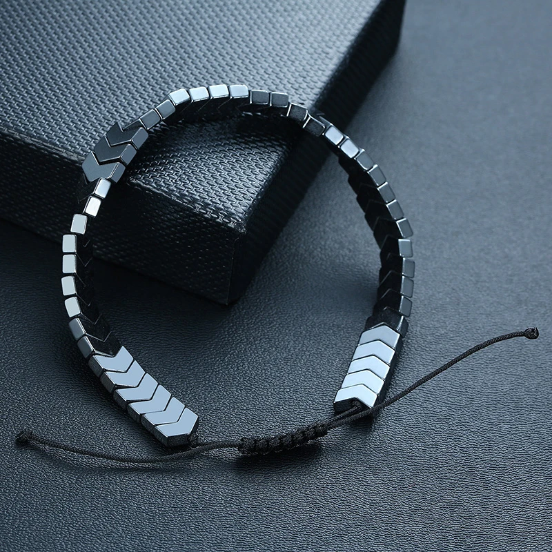 Трендовый унисекс браслет из гематита стрела для мужчин браслеты из бисера модные ювелирные изделия подарок