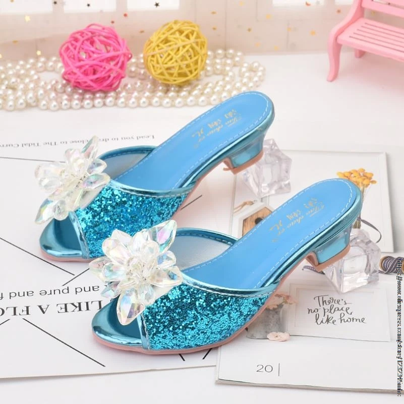 Disney new Elsa Shoes For Girls Cartoon Leather Children Shoes Frozen Princess Kids Girl Slippers Dress Snow Queen Sandal