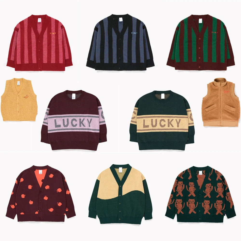 

Kids Sweater 2019 Autumn Winter TC Boys Girls Knitted Sweater Cardigan Tiny Baby Cotton Cardigan Woolen Vest Children Clothes