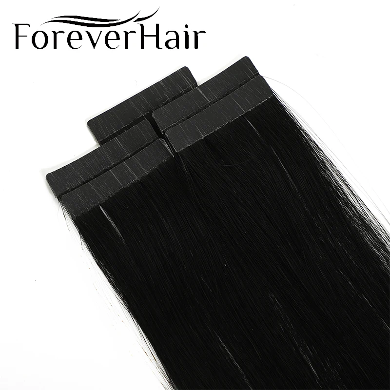 Forever-100% de cabello humano Remy Real, cinta de trama de piel sin costuras, extensión de cabello humano, solo 5 uds., sedoso, para Salón Europeo