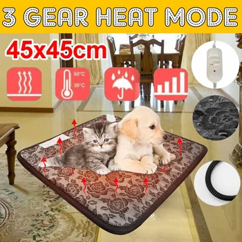 

Winter Warm Electric Heating Pad 110V 50Hz Pet Dog Cat Electric Heating Pad Three-speed Temperature Animal Carpet 45x45cm