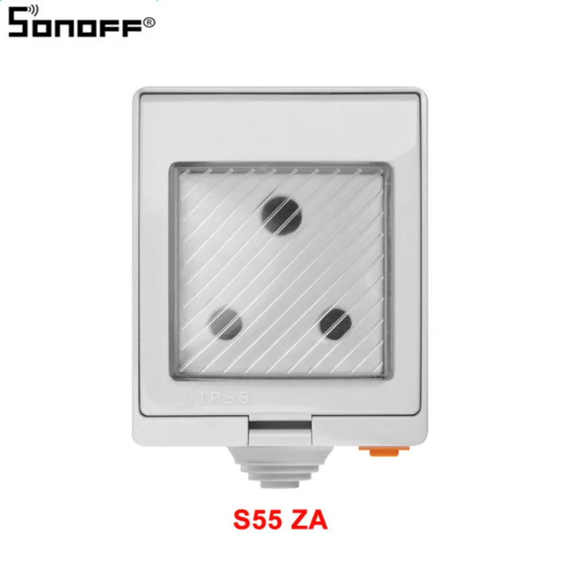 SONOFF S55 Wi-Fi умная розетка работает с Amazon Alexa Google Assistant iftt Wifi водонепроницаемый переключатель умный дом США/Великобритания/DE/FR/AU/ZA - Комплект: ZA