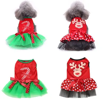 

2021 New Year Pet Dog Gauze Tutu Dress Skirt Puppy Cat Princess Clothes for Smal Dogs Cotton Clothes Christams Pet Costume