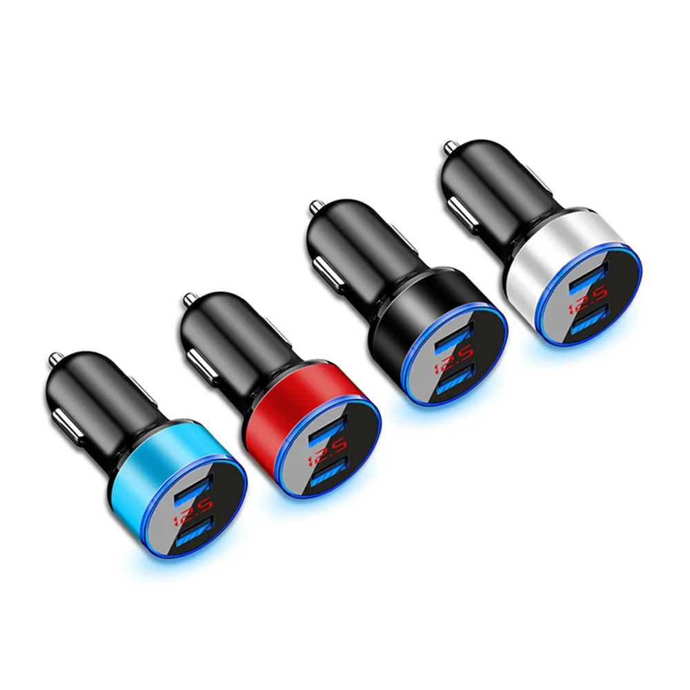 Car Charger Phone Charger USB Quick Charge Car Charger Voltage Display Splitter Cigarette Lighter Socket QC 3.0 Dual Adapter Accessories