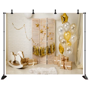 

Acejoker Happy Birthday Party Backdrop Brick Wall Tassel Balloon Portrait Photoshoot Video Background Vinyl Photography