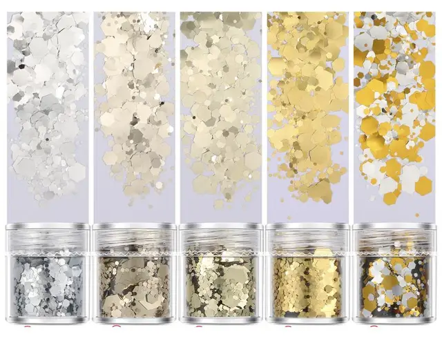Set of  4/5 Boxes Nail Glitter Holographic Chunky Glitters Nail Art Decorations 3D Cosmetic Sequins for Body Face Hair Makeup 5PCS3