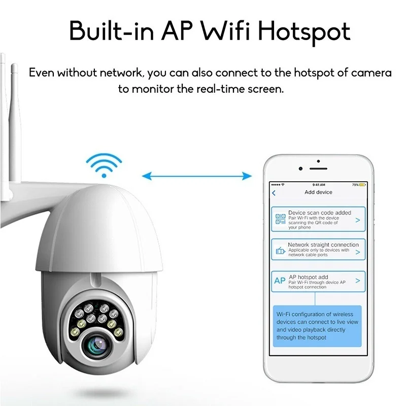 Камера видеонаблюдения IP Камера с Onvif WiFi 2MP 1080P Беспроводной Скорость купольная PTZ CCTV ИК Открытый NetCam»+ 16/32/64 GB tf-карта