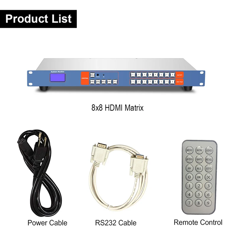 SZBITC 4K HD Матрица 8 в Выход видеопереключатель сплиттер 8x8 EDID RS232/RJ45/TCP/IP пульт