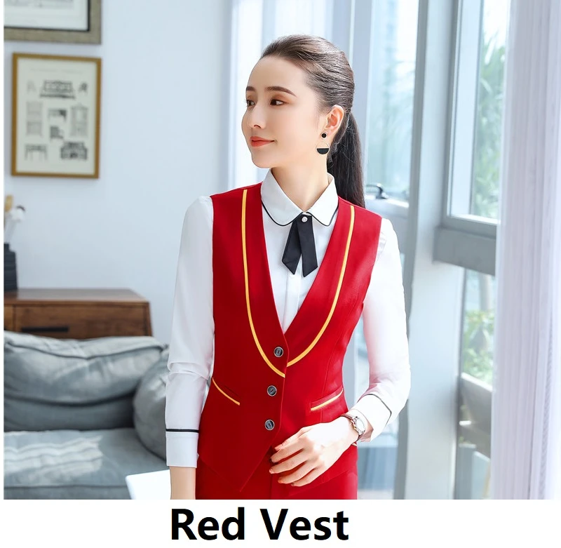 Red Модные стильные элегантные красные женские формальные жилеты пальто и жилет для женщин Бизнес Рабочая одежда блейзеры женские Топы Одежда блейзеры - Цвет: Red