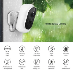 Caméra de sécurité extérieure sans fil Wifi 1080P, étanche, avec Vision nocturne et détection de mouvement PIR 