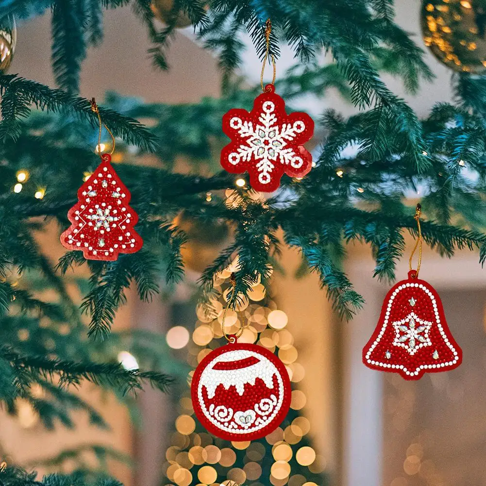 DIY Diamond Painting Christmas Tree Pendant 10pcs Full Drills Special Shape Diamond Embroidery Home Decorations