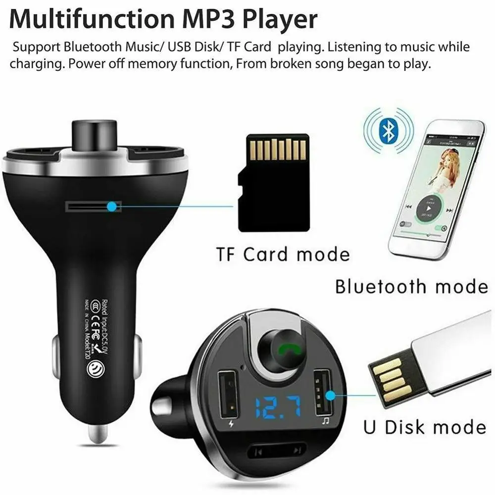 Беспроводной Handsfre Bluetooth fm-передатчик модулятор адаптер для автомобильного радио Автомобильный MP3-плеер 3.4A двойной зарядное устройство usb автомобильный комплект