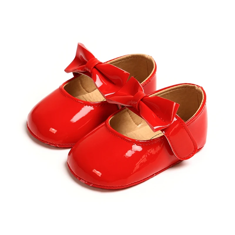 

Toddler First Walker Infant Baby Bowknot PU Shoes Newborn Girls Soft Soled Princess Crib Shoes Prewalker