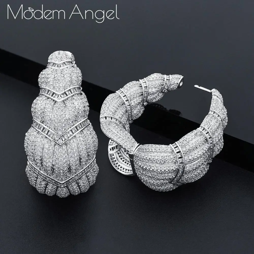 ModemAngel, роскошные трендовые серьги-кольца, Женские аксессуары, серьги с кубическим цирконием, ювелирные изделия