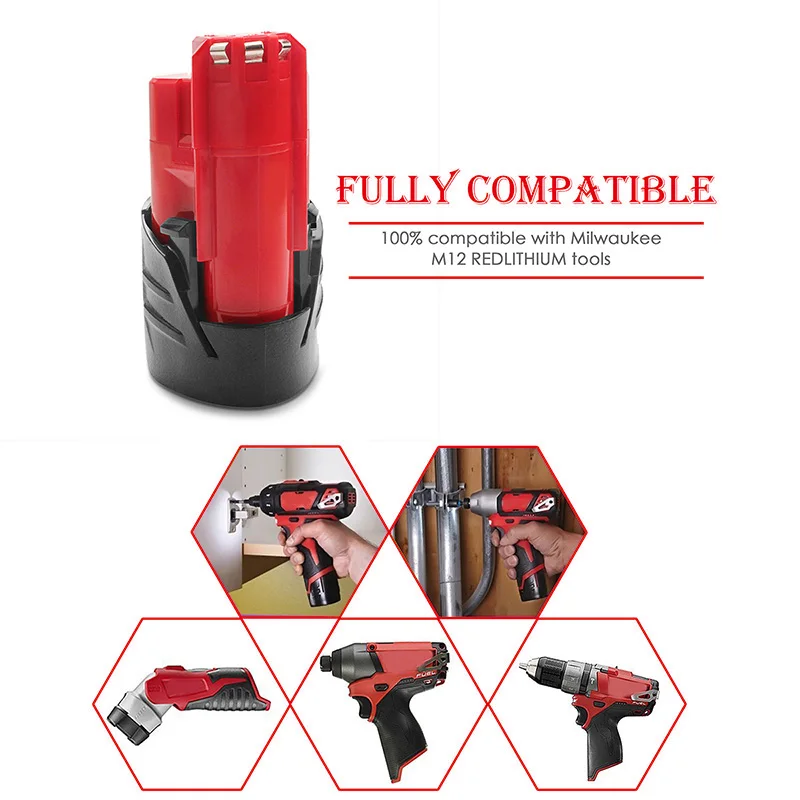 Сменный аккумулятор 3000 мАч 12 В совместимый с Milwaukee M12 XC 48 11 2410 2420 2411 вольтовый