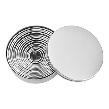 

14pcs Stainless Steel Round Cookie Moulds Practical Biscuit Cutters Circle DIY Mousse Cake Dessert Pastry Decorating Tool
