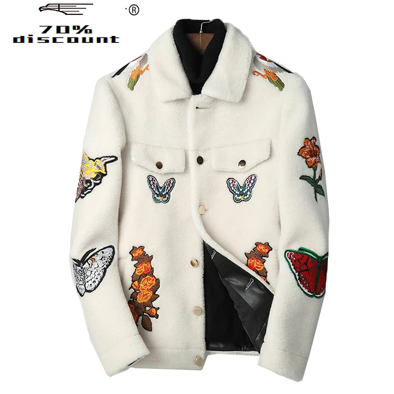 

Wool Fur Coat Men Short Sheep Shearing Jacket Winter Fashion Luxury Coat Men Overcoat Korean Erkek Mont L28-3422 KJ2464