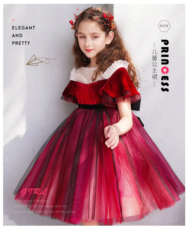 Испанское винтажное рождественское платье для девочек с оборками; блестящее платье-пачка принцессы с бантом; детское торжественное бальное платье