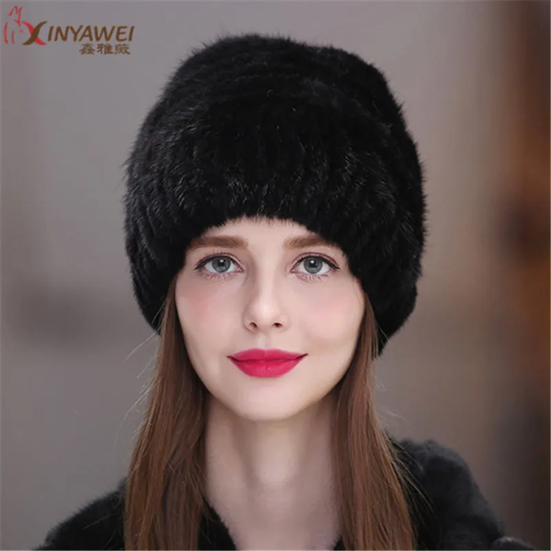 Зимняя женская модная меховая шапка, шапки из натурального меха норки, русские шлемы, уличная шапка для девочек, женская шапка, утолщенный теплый мех
