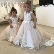 Недорогое новейшее дизайнерское кружевное платье с аппликацией и круглым вырезом без рукавов с цветочным узором для девочек