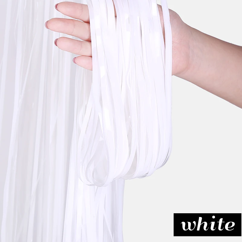 glossy white Вечерние занавески с блестящей матовой бахромой из фольги, занавески на день рождения, свадьбу, украшения для фотосъемки, драпировка, Юбилейный Декор - Цвет: glossy white