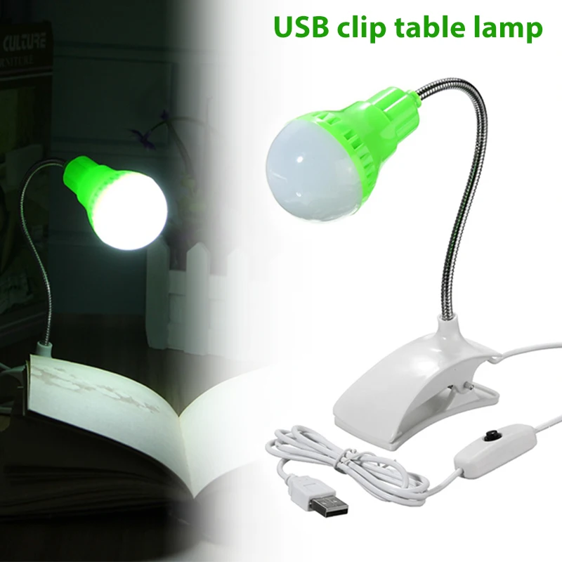 Настольный светильник USB DC 5 V, настольная лампа для чтения книг, настольная лампа с зажимом, светильник светодиодный, кровать, гибкий пластик