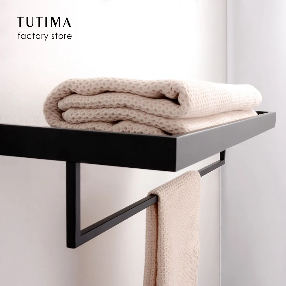 Tutima 304 Stainless Steel Matte Black Bathroom Hardware Set High Quality Towel Rack Ring shelf Paper Holder Bathroom Hooks