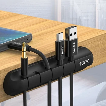 

1pcs USB Cable Organizer Wire Winder Earphone Holder Cord Clip Office Desktop Phone Cables Silicone Tie Fixer Wire Management