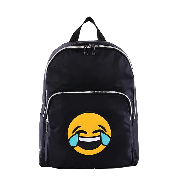 

Creative Fashion Laugh Cry Expression Backpack Casual Solid Color Canvas Bag Multi-functional School Bag