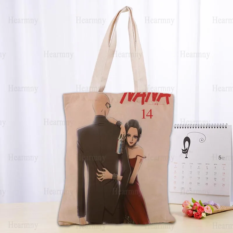 OPTIDOG 2-Pack Nana Anime Cotton Canvas Tote Bags - 14x16 Inch, Reusable Grocery & Shopping Bag (Black)