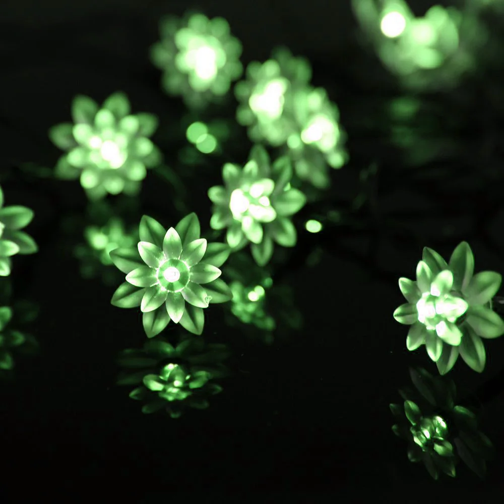 Солнечный открытый садовый светильник «Лотос» цепочка 50LED праздничный свадебный внутренний двор украшение энергосберегающий красочный свет